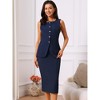 INSPIRE CHIC Women's Work Button Down Sleeveless Vest Blazer and Pencil Skirt Suit Set 2 Pcs - 3 of 4