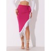 Allegra K Women's Fringe Trim Asymmetrical Ruched Tie Waist Midi Bodycon Skirts - 4 of 4