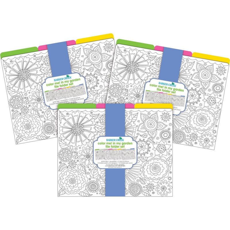 Barker Creek 36pk Color Me! In My Garden Letter Size File Folders, Multicolor Cardstock, Top Tab Design, 3 of 4