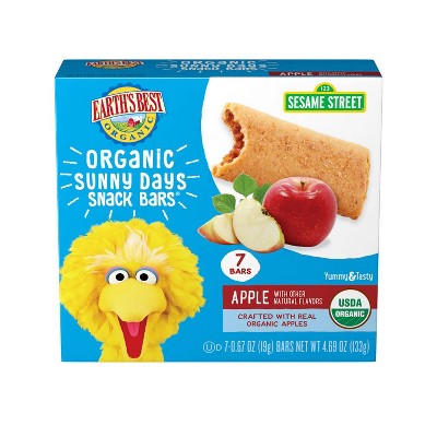 Photo 1 of *BEST BY 3/12/23*Earth's Best Organic Kids Snacks, Sesame Street Toddler Snacks, Organic Sunny Days Snack Bars for Toddlers 2 Years and Older, Apple with Other Natural Flavors, 7 Bars per Box (Pack of 6)
