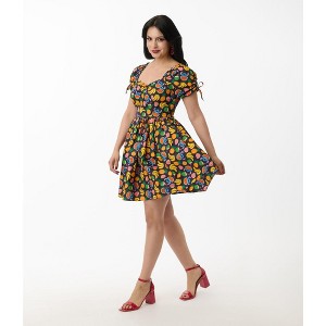 Unique Vintage Women's Puff Sleeve Flare Dress - 1 of 4