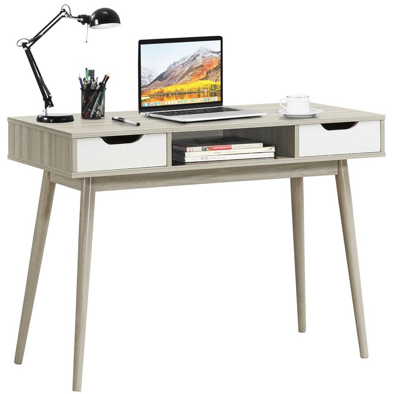 Costway Computer Desk Writing Table w/ Drawers Laptop PC Workstation Home Oak\Walnut, 1 of 11