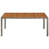vidaXL Patio Table with Wooden Top Gray 74.8"x35.4"x29.5" Poly Rattan - 3 of 4