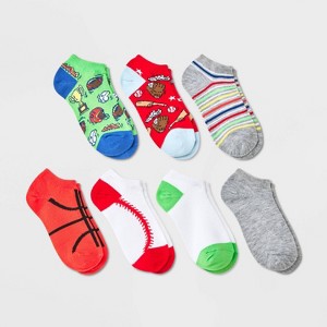 Boys' 7pk No Show Sports Socks - Cat & Jack™ Green - 1 of 3