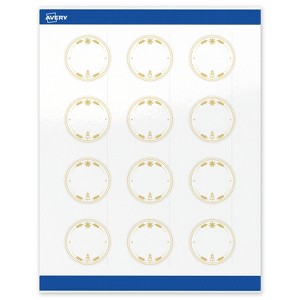 Avery Labels, 2" Diameter, Gold-White Christmas Trees, Glossy, 120 - 1 of 4
