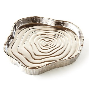 Jiallo Botanic Collection Titanium Porcelain tree bark tray 8.75 x 8" Silver - 1 of 1