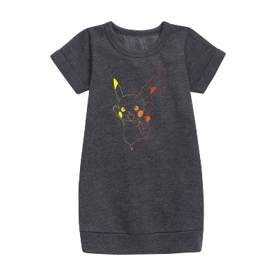 Girls' - Pokémon - Pikachu Attack Graphic Short Sleeve Fleece Dress