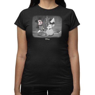 Disney Mickey Mouse Women's Black And White Kiss Pop Minnie T