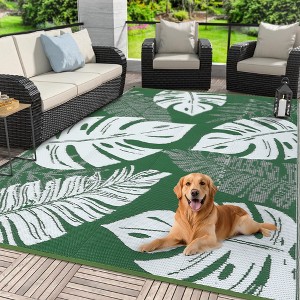 Outdoor Straw Plastic Rug, Lightweight Reversible Patio Rug, Folding Portable Deck Area Carpet, Large Floor Mat for Backyard Garden Camping Picnic - 1 of 4