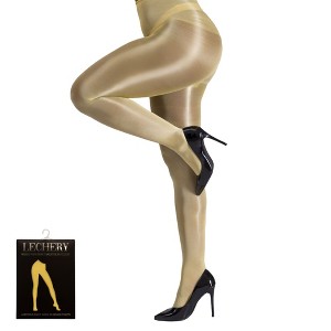 LECHERY Women's Lustrous Silky Shiny 20 Denier Sheer High-Waisted No Waistband Nylons Pantyhose Tights Stockings (1 Pair) - 1 of 4
