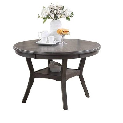 NicBex 47Inch Mid-Century Round Dining Table with Rubber Wood MDF Tabletop and Shelve