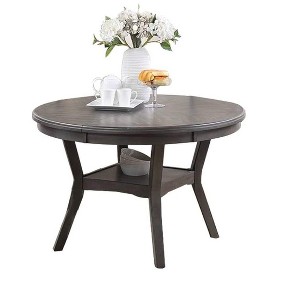 NicBex 47Inch Mid-Century Round Dining Table with Rubber Wood MDF Tabletop and Shelve - 1 of 4