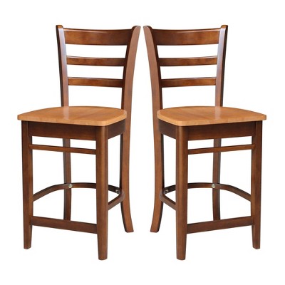 Emily 41'' Solid Wood White Ladder Back Counter Stool