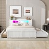 NicBex Queen Platform Bed Modern Wooden Bed Frame with Trundle, Storage Headboard, 2 Drawers and LED Lights for Bedroom, No Box Spring Required - 2 of 4