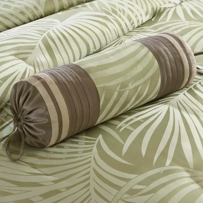 Soft Green Jacquard Tropical Comforter Set, California King