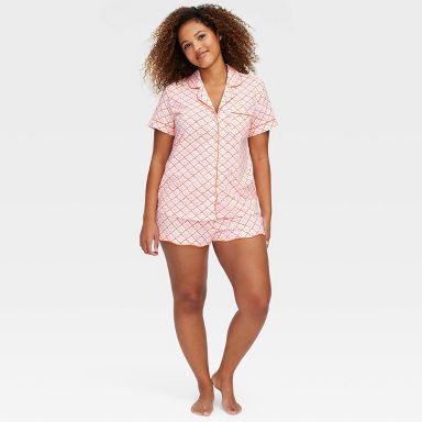 Women's Geo Hearts Short Sleeves and Shorts Pajama Set Pink - Roller Rabbit x Target XXS