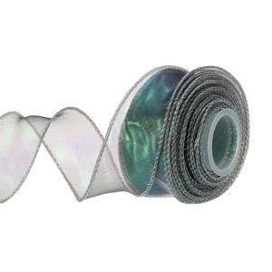 Unique Bargains Gift Wrapping Wide Sheer Wired Pastel Shimmer Iridescent Chiffon Ribbons 1 Pc - 1 of 4