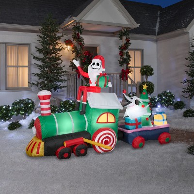 Giant Inflatable Christmas Train with Jack Skellington and Zero