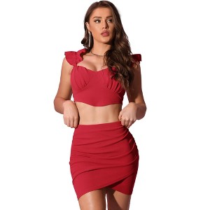 Allegra K Women's Party Crop Tank Top and Bodycon Mini Skirt 2-Piece Set - 1 of 4