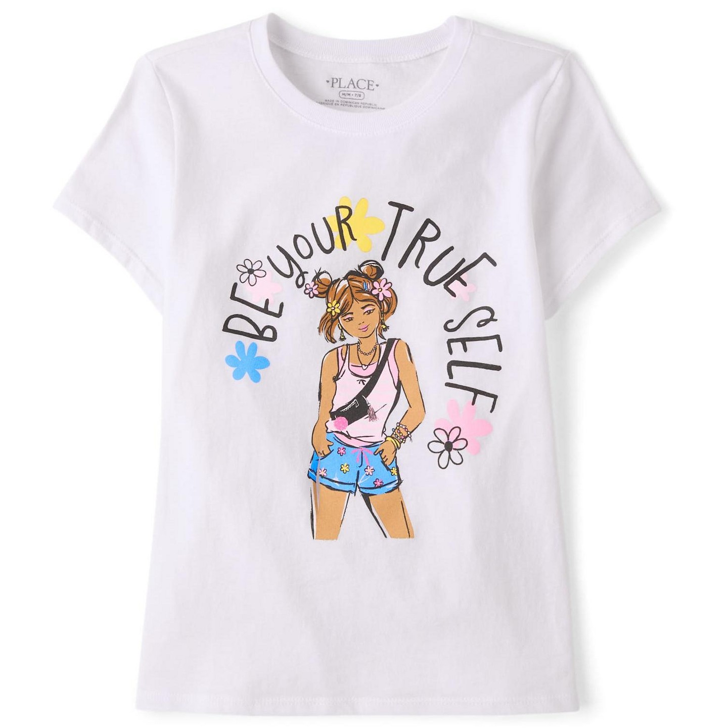 Футболка The Children's Place Short Sleeve Positive Words Graphic Tee White M (7/8) для девочек, цвет: Белый — фото 1