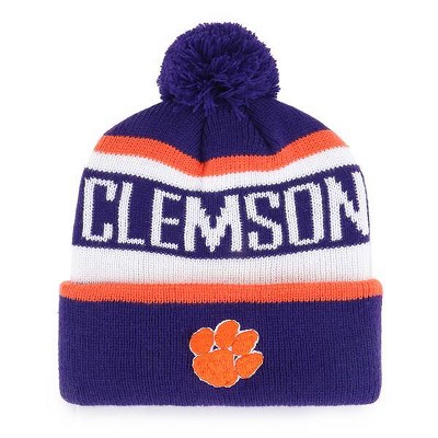 NCAA Clemson Tigers Men's Gray Badge Knit Cuffed Beanie with Pom