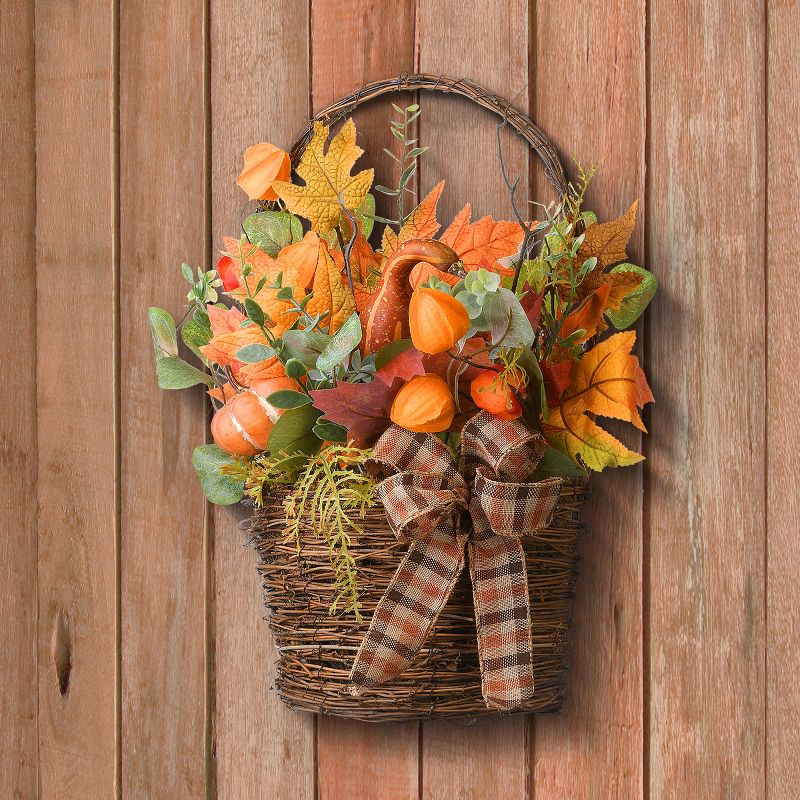 15" Harvest Wall Basket Décor - National Tree Company, 2 of 6