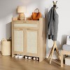 COZONY 3-Piece Rattan Shoe Cabinet Set with Adjustable Shelves, Farmhouse Entryway Storage Organizer with Drawer, Boho Style Wooden Cabinet - 3 of 4