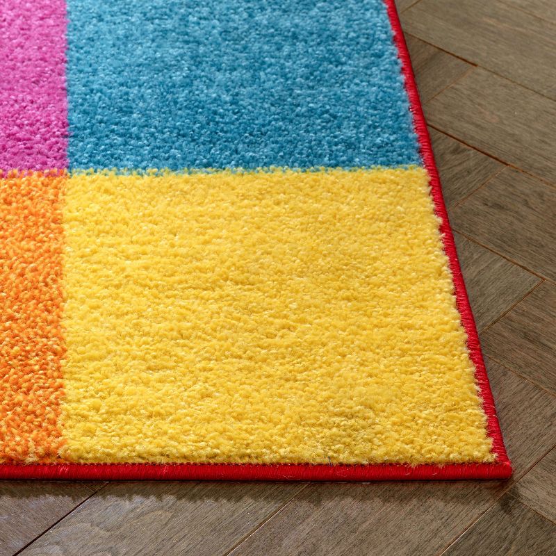 Well Woven Modern Squares Multi Geometric Bright Kids Room Area Rug, 4 of 8