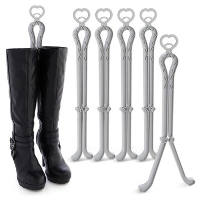 Juvale 6 Pack Folding Boot Shaper Stands for Storage, Grey Inserts Shape Holders for Women's and Men's Boots, 6 Pieces