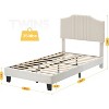 Twin Bed Frame with Headboard, Velvet Upholstered Platform Bed Frame, Strong Wooden Slats Support, Velvet Fabric Anti Slip, Easy to Assemble - 2 of 4