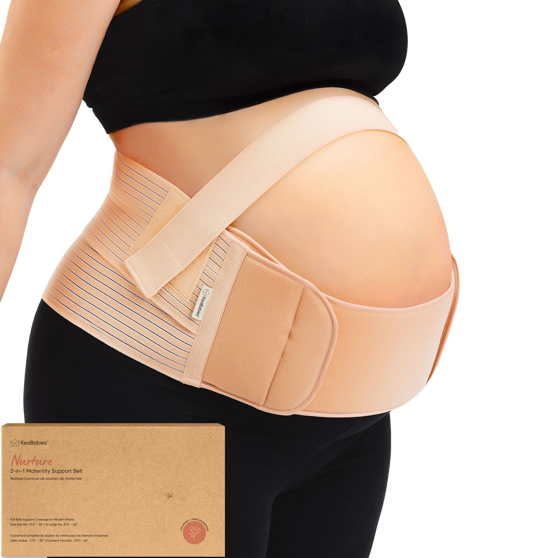 KeaBabies 2 in 1 Pregnancy Belly Support Band, Maternity Belt, Pregnancy Must Haves Baby Belly Bands (Classic Ivory, One Size)