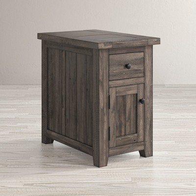 Barnwood Brown Rustic Reclaimed Wood Chairside Table with Storage