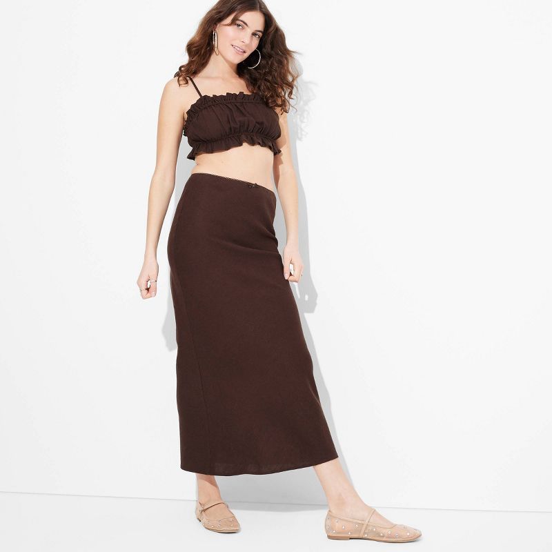 Women's Linen Bow-Front Maxi Skirt - Wild Fable™, 1 of 10