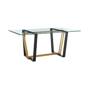 HomeRoots 72" Clear And Gold Glass And Iron Sled Base Dining Table - 1 of 4