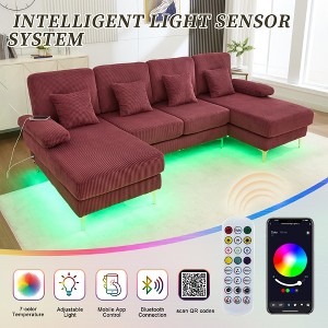 MOONMISS 104" Sectional Couches for Living Room Modular Sofa with Double Chaise U- Shaped Sofa Set with Corduroy Fabric for Living Room - 1 of 4
