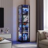 Fredees Display Cabinet with Glass Doors, 68" Corner Curio Cabinet with LED Lights, 4-Tier Glass Display Case for Collectibles, Toys & Books - 3 of 4