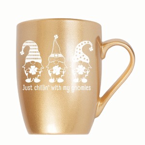Elanze Designs Just Chillin' With My Gnomies 10 ounce New Bone China Coffee Tea Cup Mug, Vegas Gold - 1 of 4