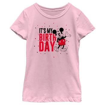 Girl's Mickey & Friends It's My Birthday Retro Mouse T-Shirt
