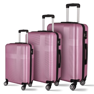 3 Piece Luggage Set With TSA Lock, Lightweight Cross Stripe Suitcase Hardshell Luggage Set (20in/24in/28in) - 1 of 4