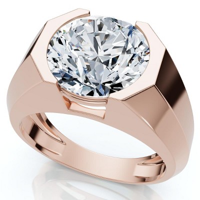 Pompeii3 Certified 5Ct Elon Signature Men's Bezel Diamond Ring 14k Gold or Pt Lab Created