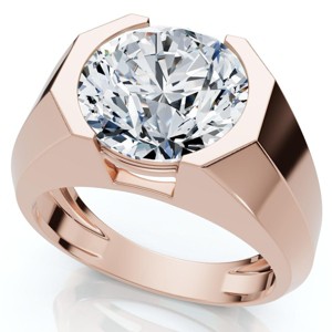 Pompeii3 Certified 5Ct Elon Signature Men's Bezel Diamond Ring 14k Gold or Pt Lab Created - 1 of 4