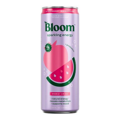 BLOOM NUTRITION Sparkling Energy Drink - Strawberry Watermelon - 12 fl oz Can