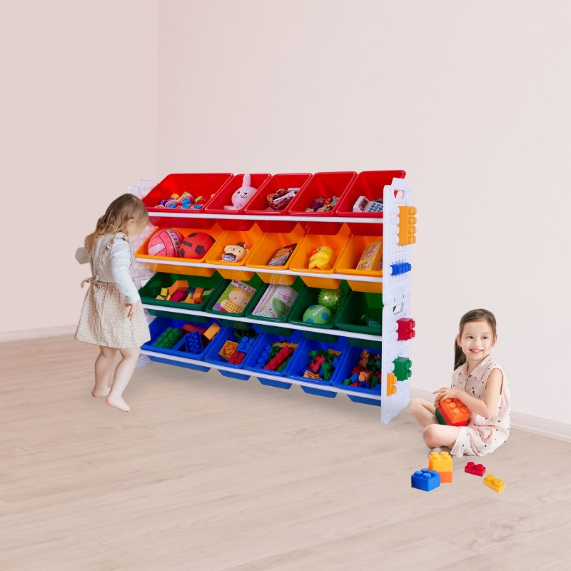 UNiPLAY Toy Organizer With 20 Removable Storage Bins and Block Play Panel, Multi-Size Bin Organizer, 2 of 8