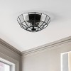 15.5" 2-Light Theo Farmhouse Rustic Iron/Glass LED Semi Flush Mount Oil Rubbed Bronze/Clear - JONATHAN Y: Kitchen Eco-Friendly LED Lighting - 3 of 4