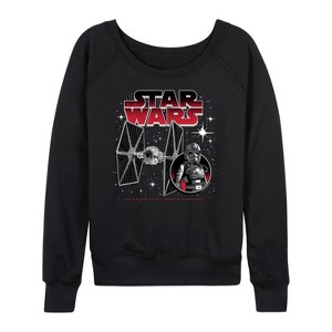 Women's - Star Wars - Tie Fighter And Pilot Lightweight French Terry Wide Neck Long Sleeve Shirt - 1 of 4