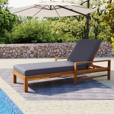 Outdoor Lounge Chair, D18 High-Density Foam Cushions, Chaise Lounge Chair With 3-Position Adjustable Backrest-Cuddlewood