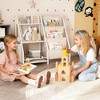 Tinyhomie Kids Bookshelf and Toy Storage Organizer, Montessori Bookcase for Toddler Nursery, Wooden & Fabric Book Shelf with Anti-Tip Safety, White - 2 of 4