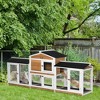 Gsluuk PawHut 90.5" Wooden Rabbit Hutch Bunny Cage Pet Playpen House Enclosure with Double Side Run Boxes, No Leak Tray, Ramp - 2 of 4