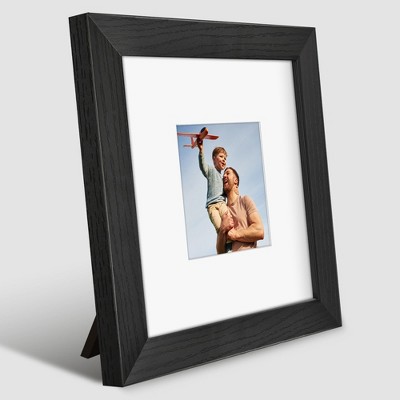 8x8 Black Square Frame with Shatter-Resistant Glass – Display 8x8 Photos or 4x4 with Mat – Wide Modern Design for Wall and Tabletop