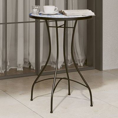 vidaXL Mosaic Bistro Table Blue and White Ã˜19.7"x27.6" Ceramic
